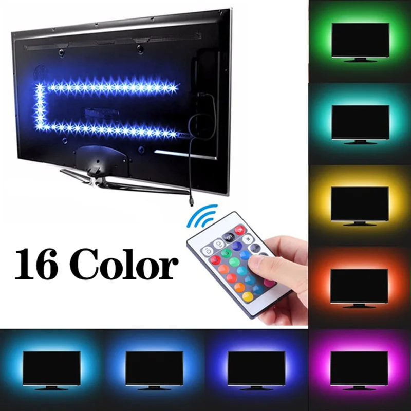 светодиодная лента лампы 20 Цвета 5 V RGB гибкий USB led светящаяся 1 м 2 3 4 Desktop Экран
