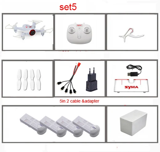Set 5 SYMA X22W RC вертолет Квадрокоптер Дрон FPV Wifi в режиме реального времени передача Безголовый режим Hover Дроны с камерой мульти-зарядка - Цвет: Set 5