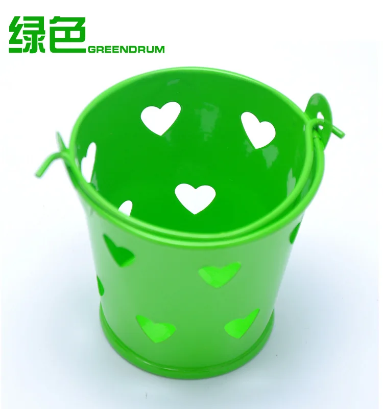 100 шт. красочные сердца полые Олово ведра Mini Bucket свадьба коробка конфет шоколад