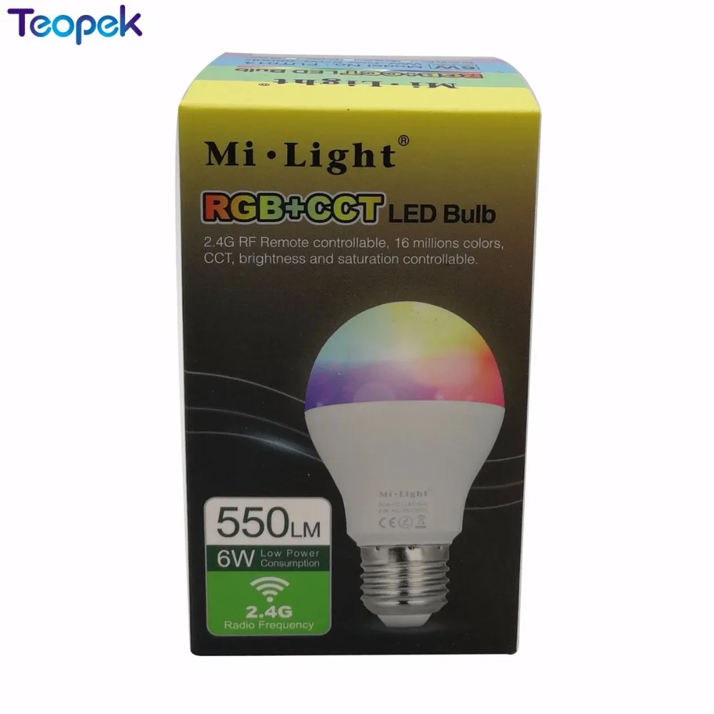 Mi. Light 6W E27 RGB + CCT Светодиодная лампа с регулируемой яркостью AC110V 220V FUT014 WL-Box1 WiFi 2 4G