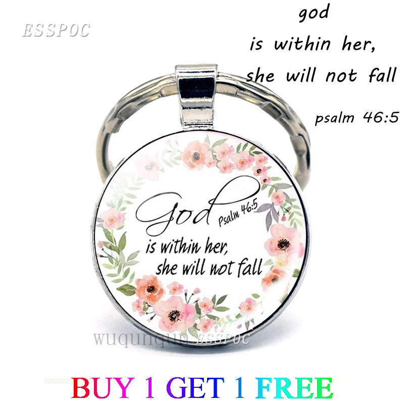 The Lord Is Near All Who Call Ont To Him Bible Verse Psalm Quote Key Chain Glass Jewelry Christian Pendant Keyring Keychain Gift | Украшения
