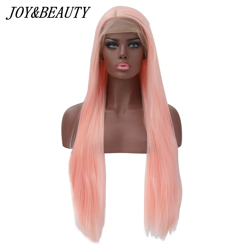 Женские Длинные прямые Термостойкие парики JOY & BEAUTY розовые синтетические на
