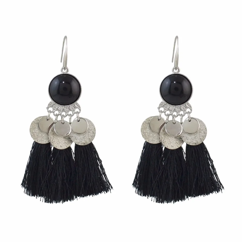 African Woman Tassel Dangle Fringe Earrings Long Ethnic Boho Brincos Party Sequins Earring Cotton Thread boucle d'oreille | Украшения и