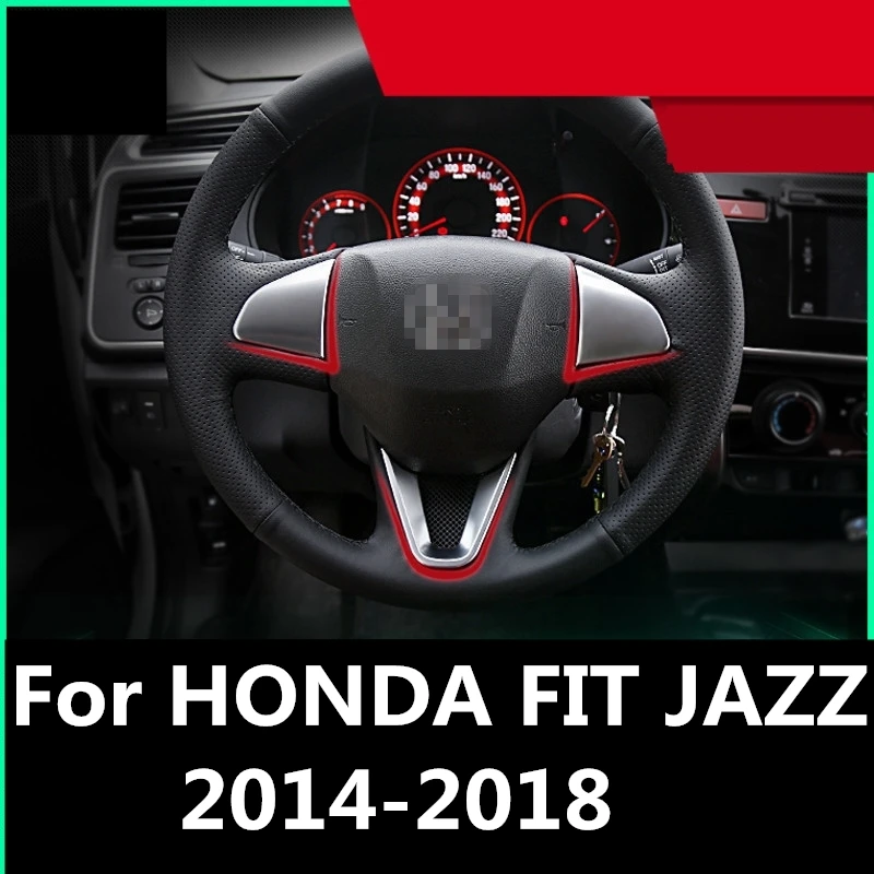 Для HONDA FIT JAZZ 2014 2018 пластиковая наклейка накладка на руль декоративная рамку