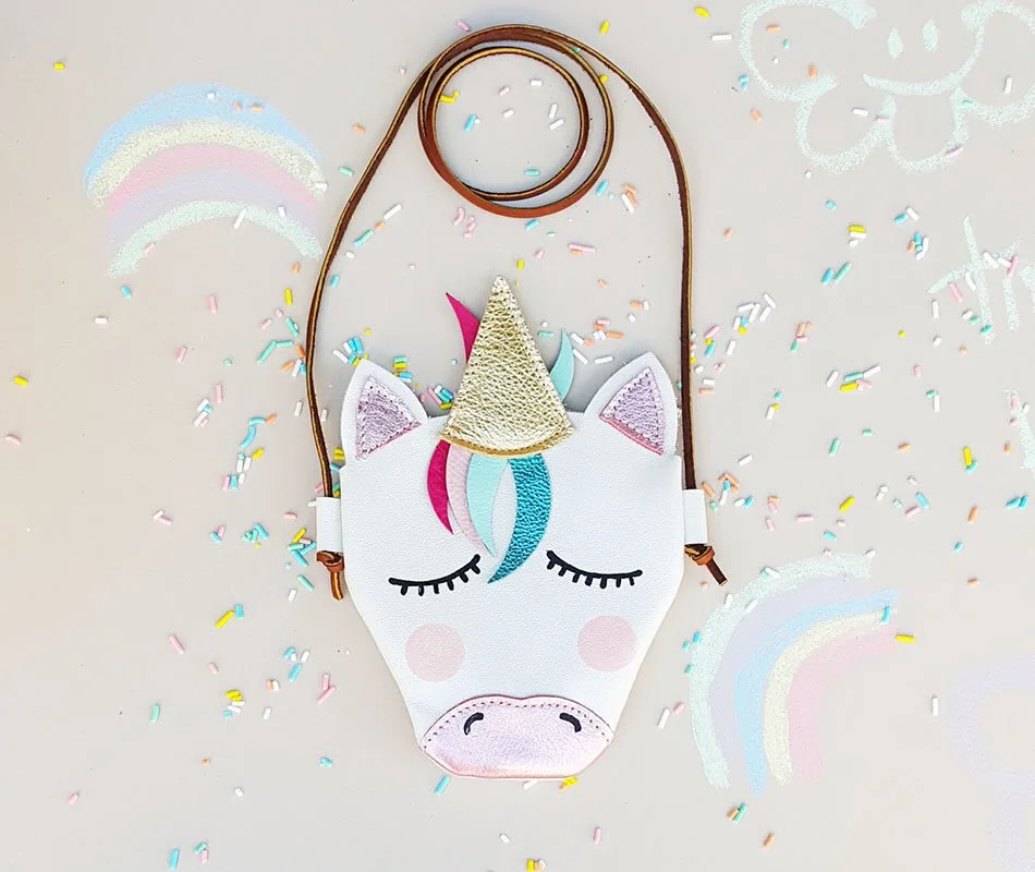 Модная сумка для девочек в виде единорога с милым смайликом Детский кошелек на