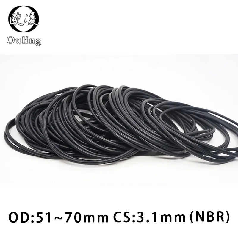 10 шт./лот резиновое кольцо NBR уплотнительное CS3.1mm OD51/54/55/56/57/58/60/65/68/70 мм