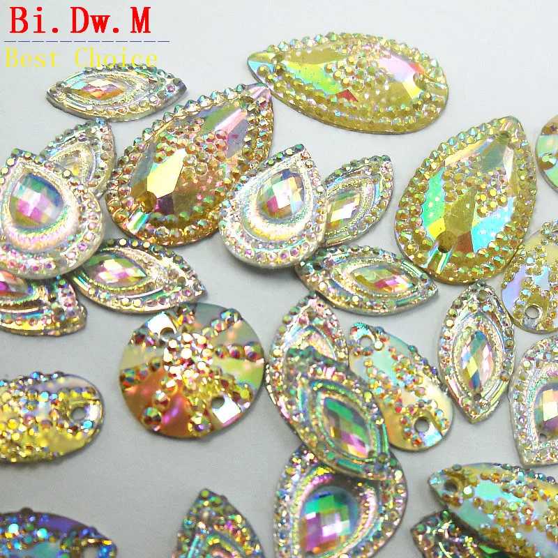 Стразы смешанной формы Белые AB кристаллы и для шитья вечерние платья аксессуары