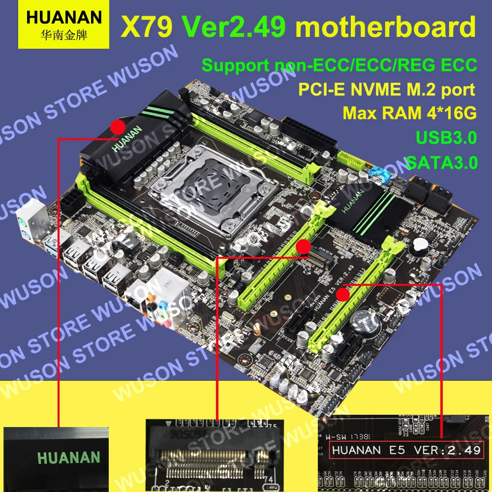 Материнская плата HUANAN X79 V2.49 LGA2011 процессор Xeon E5 2680 C2 RAM 16G(2*8G) DDR3 RECC видеокарта GTX760