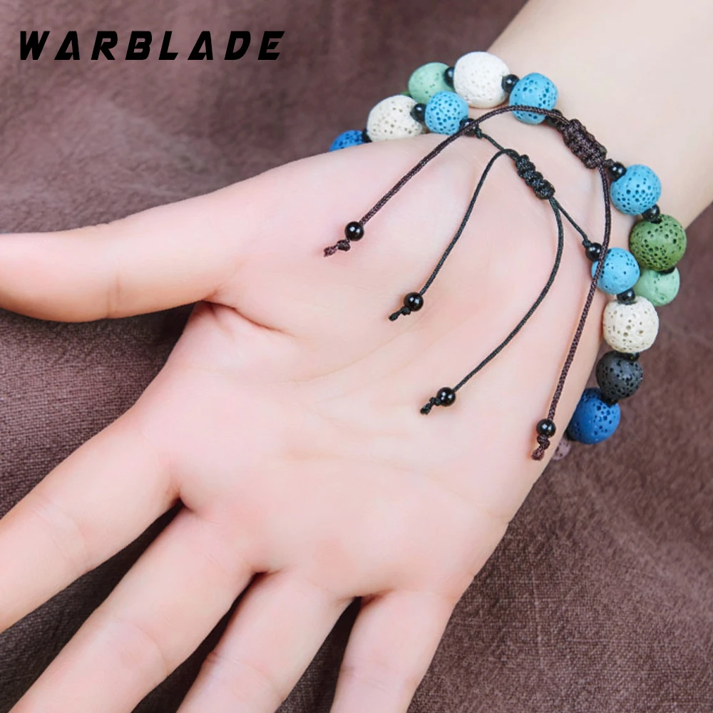 WBL винтажные браслеты из натуральной лавы с бусинами цветной кожаный браслет