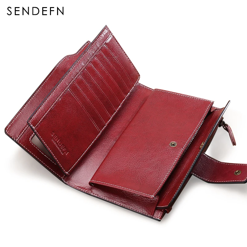 Sendefn Multifunctional Women Leather Wallet Long Style Pochette Zipper Card Holder Phone Pocket Purses | Багаж и сумки