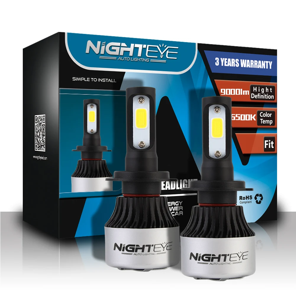 NIGHTEYE супер яркие Автомобильные фары H7 светодиодный H4 H8/H9/H11 9005/HB3 9006/HB4 авто лампа 72