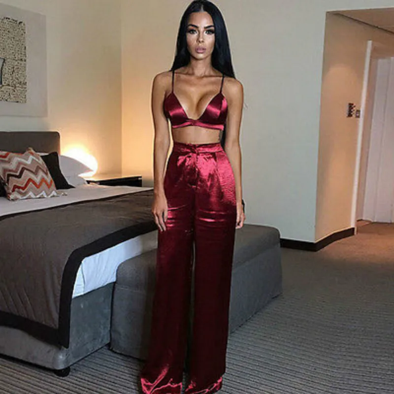 Женские свободные брюки стрейч с высокой талией длинные широкими штанинами и