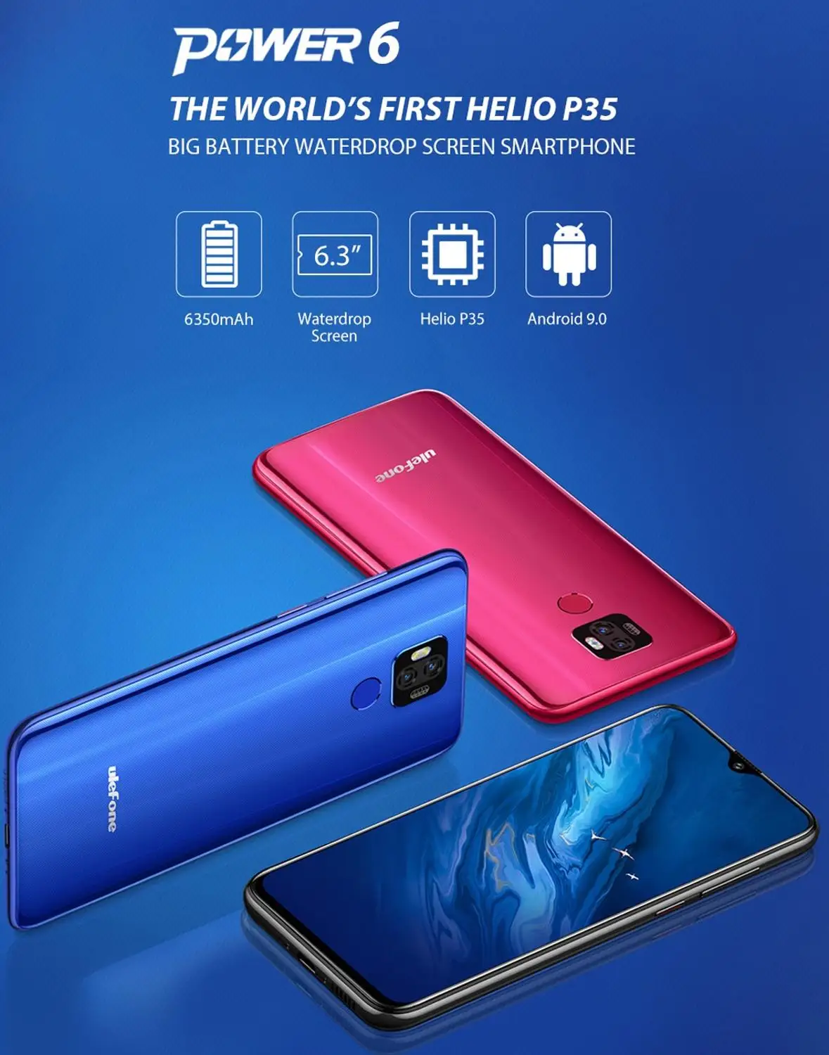 Ulefone Power 6 смартфон с 3 дюймовым дисплеем восьмиядерным процессором Helio P35 ОЗУ 4 Гб