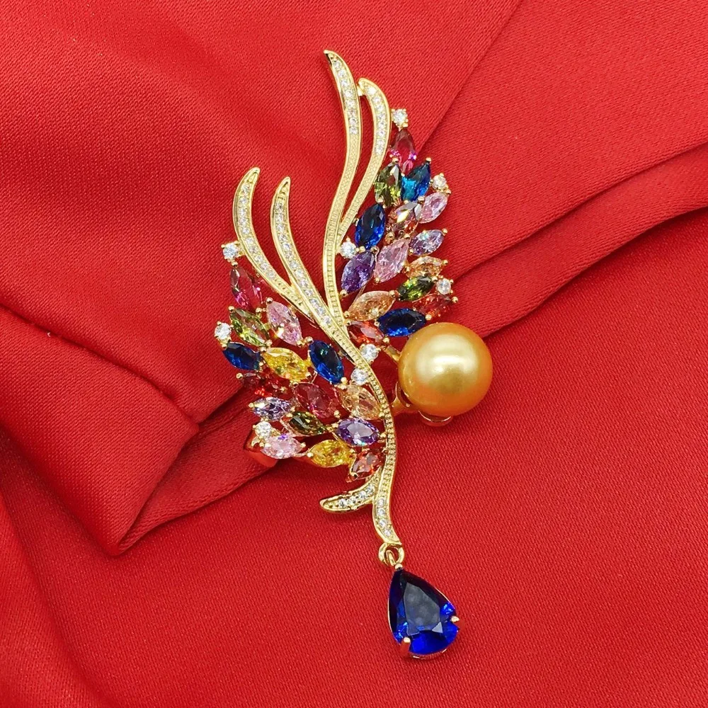 Женская Брошь в виде снежинки ALPHONSE Элегантная с жемчугом и цирконом для