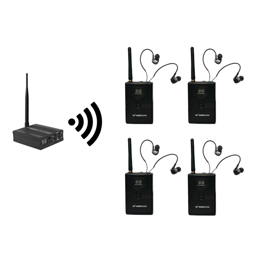 1Tx and 4 receivers TP беспроводной монитор в ухо система 2,4 ГГц Профессиональный цифровой беспроводной в ухо монитор сцена В Ухо Аудио система наушник сцена - Цвет: 1Tx and 4 receivers