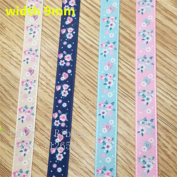 Бесплатная доставка 10 ярдов односторонняя атласная лента с цветочным принтом