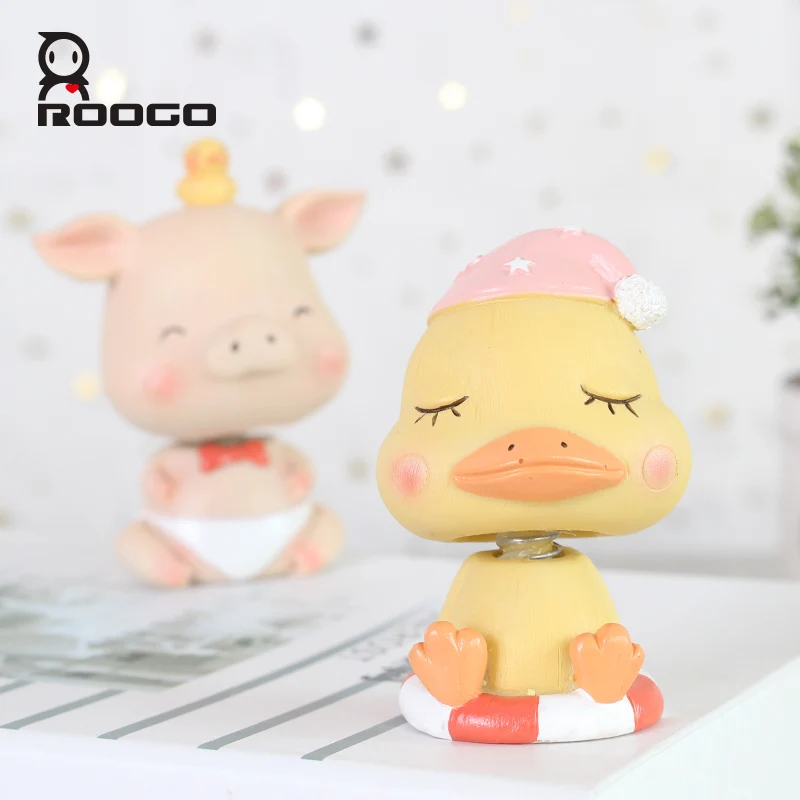 Roogo Cute Baby Animal Series Home Decoration Accessories Resin Figurine Anime Figures Toy Gift For Children Desktop Ornament