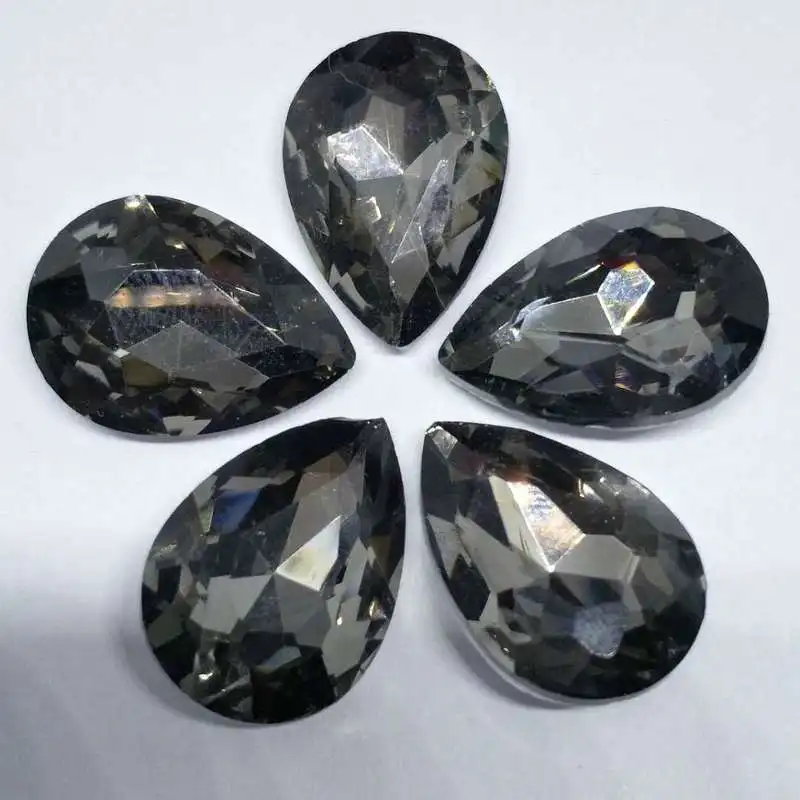 Серые капли из хрустального стекла для пошива страз с острым задником DIY