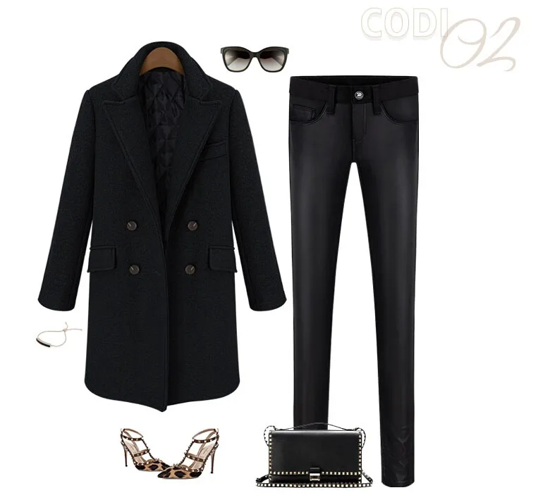 

2018 New Autumn Winter Fashion Female Wool Coats Solid Color Plus Cotton Double Breasted Woolen Overcoat Women Woolen Jackets