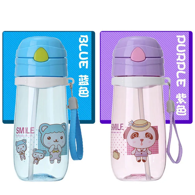 

1pcs with Wristbands Child 320ml Portable Feeder Children Kid Baby Colorful Straw Hot Kids Sale Baby water bottle New Toy