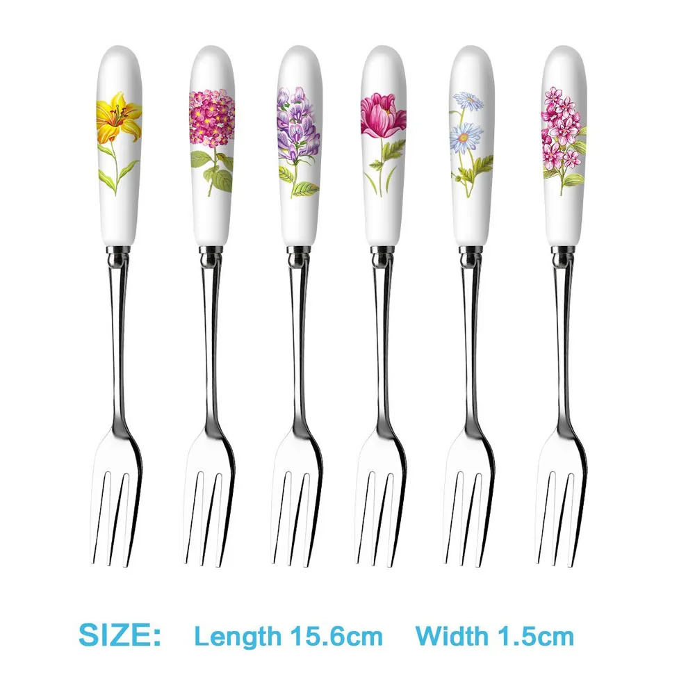 6 шт. набор вилок для десертов из нержавеющей стали столовые приборы керамических