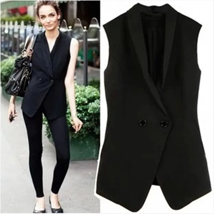 

Spring/Autumn Classic Two Buttons Chiffon Collar Women Suit Vest