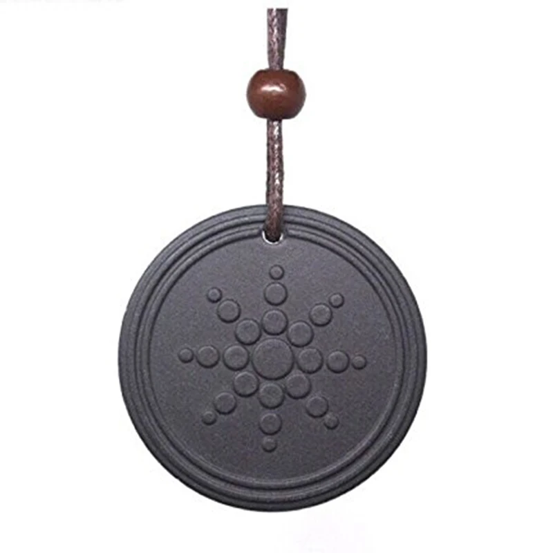 Black Lave Stone кулон Quantum pendant ожерелье с кожаной веревкой цепь скалярная энергия Neg ионы с защитой от ЭМП забота о здоровье талисманы ювелирные изделия - Окраска металла: Black