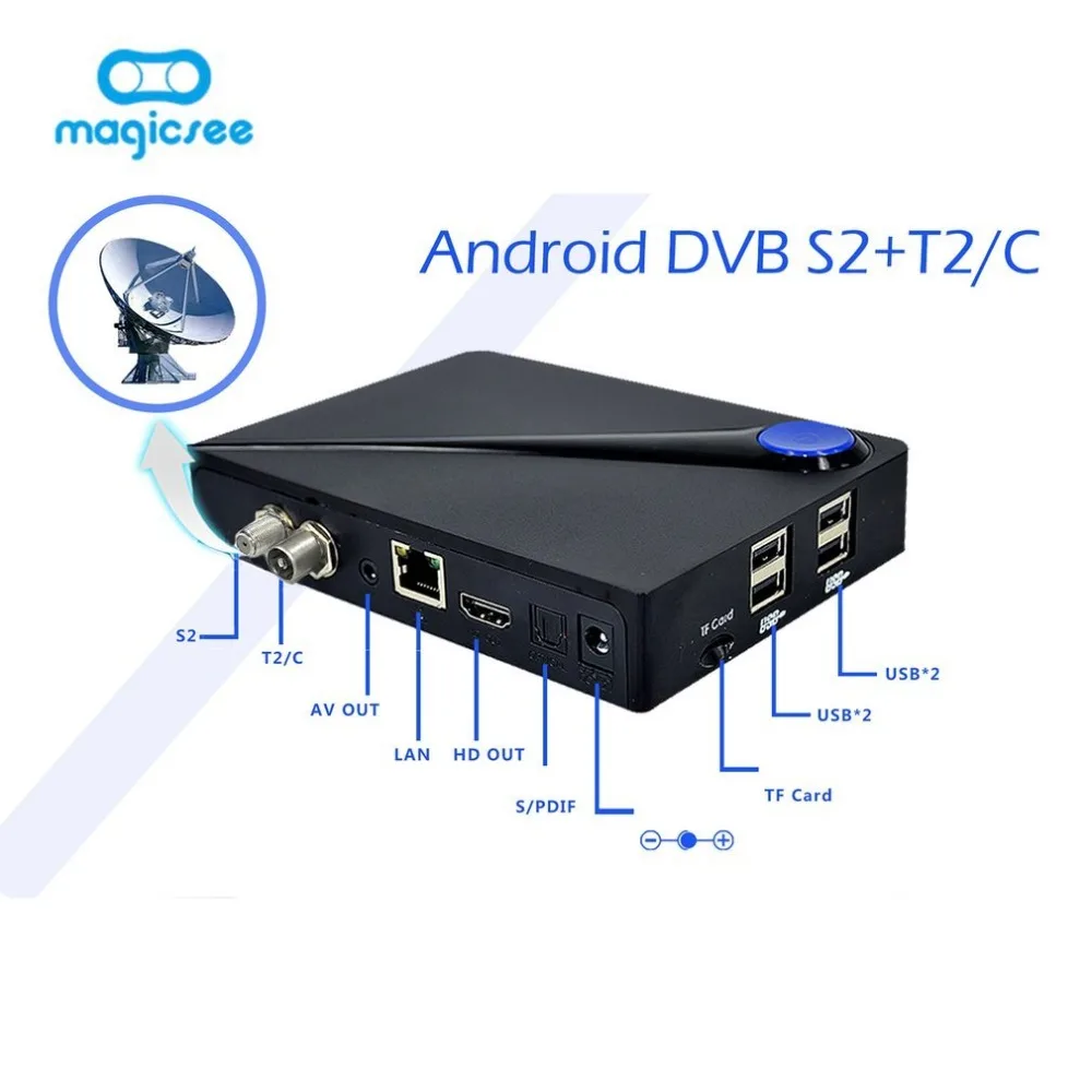 Magicsee C300 Amlogic S905D четырехъядерный процессор 2+ 16 Гб ТВ приставка DVB-T2 DVB-S2 кабельная приставка Android 7,1 4K Смарт ТВ приставка с клавиатурой