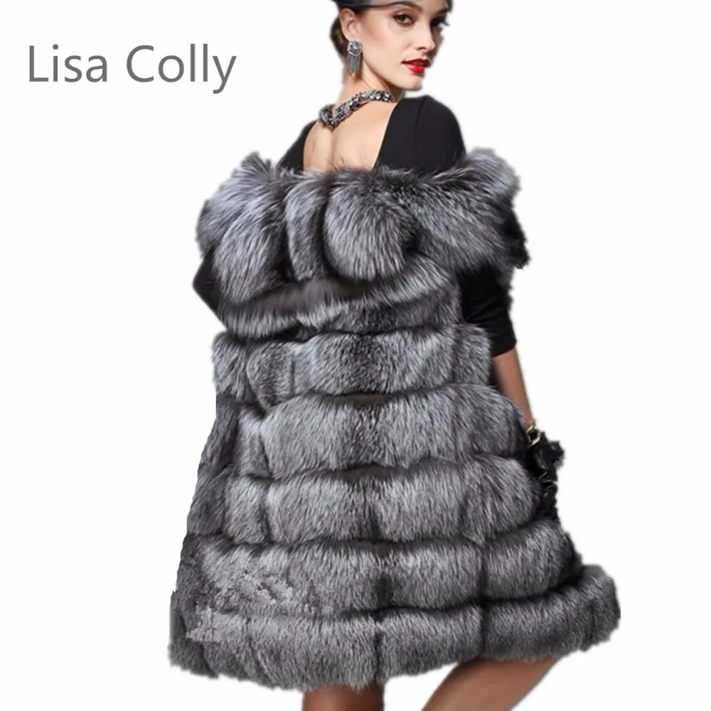 Lisa Colly новинка 2017 модное длинное пальто из искусственного меха куртки женский
