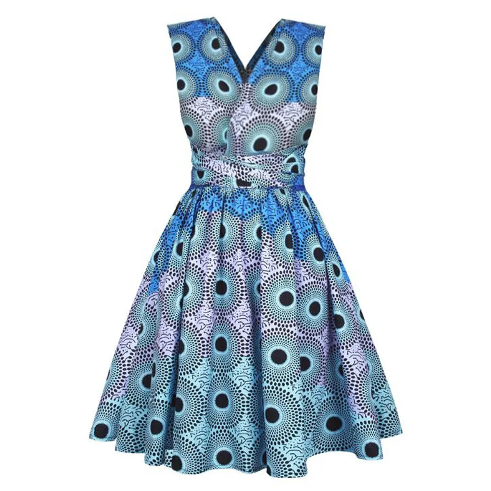 Женское летнее платье в стиле ретро с принтом африканском праздничное запахом