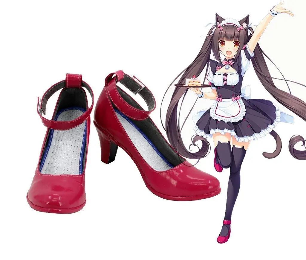 Chocola Обувь на высоких каблуках Косплэй NEKOPARA обувь красного цвета из