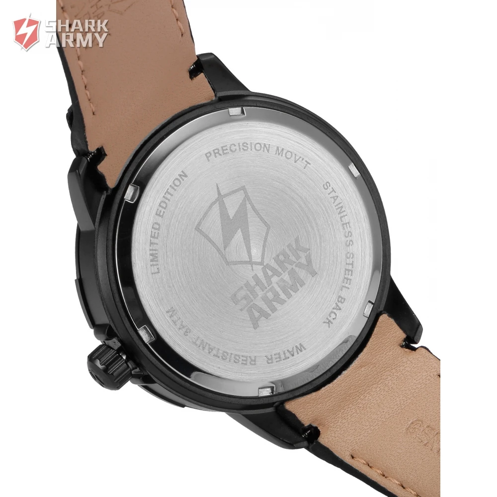 Shark Army Luxury Brand Auto Date Leather Watch Band Military Water Resistance Sport Outdoor Men Quartz Gift Box / SAW156 | Наручные часы