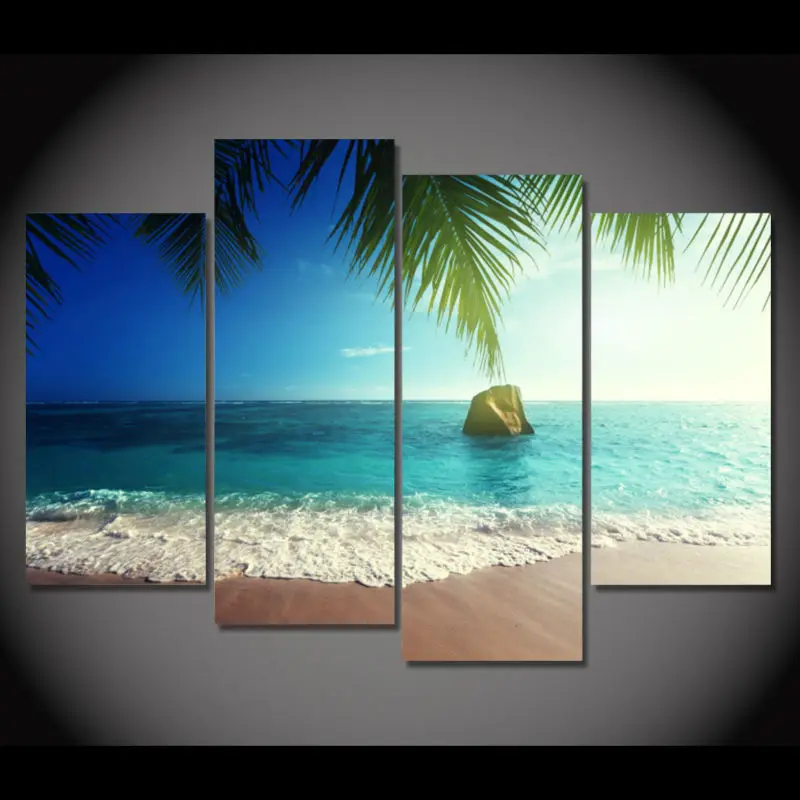 

HD Print 4pcs canvas art sea beach seascape painting modern home decor wall art picture for living room decor painting /PT0413