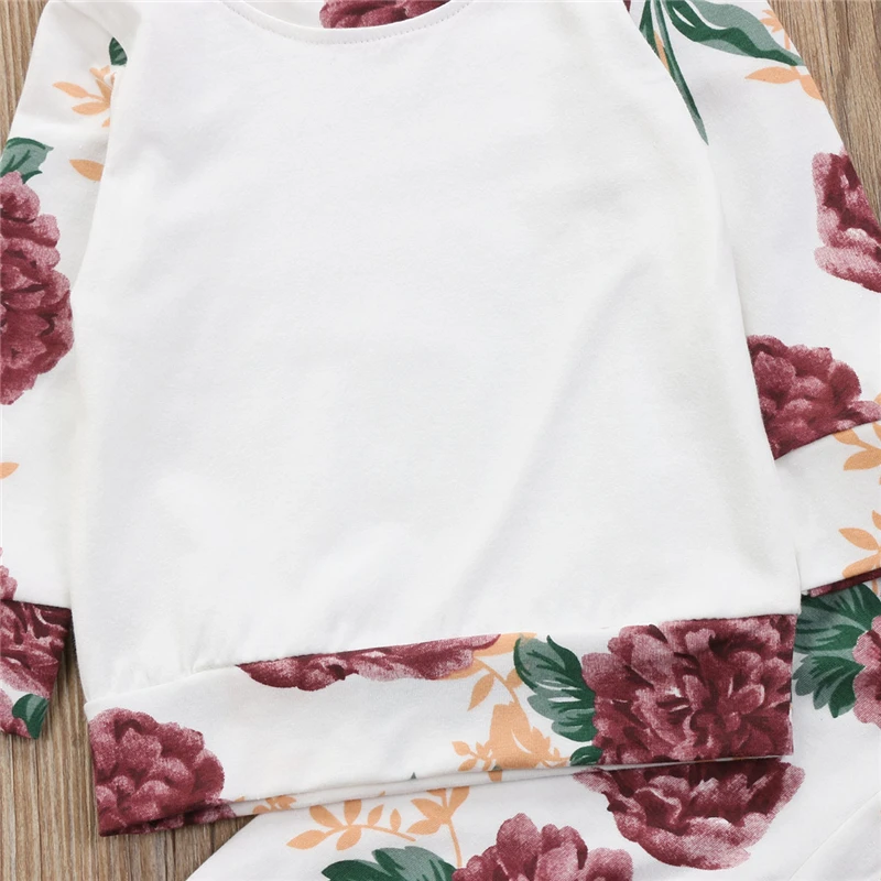 Комплект одежды для маленьких девочек милые осенне-зимние топы с цветочным