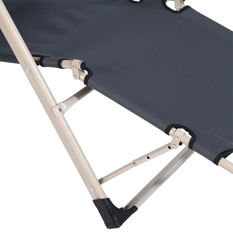 

L28 Dual Use Quick Folding Beach Chair Foldable Outdoor Lounger with Armrest Adjustable Backrest & Footrest Work as Portable Bed