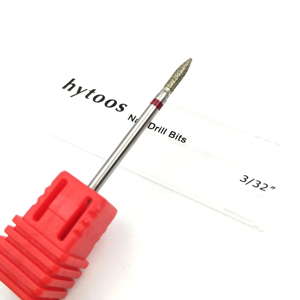 Алмазное сверло для ногтей HYTOOS с копьем 3/32 дюйма, роторные фрезы для маникюра, инструменты, электрические сверла, аксессуары, Mills-GD0208D для ногтей
