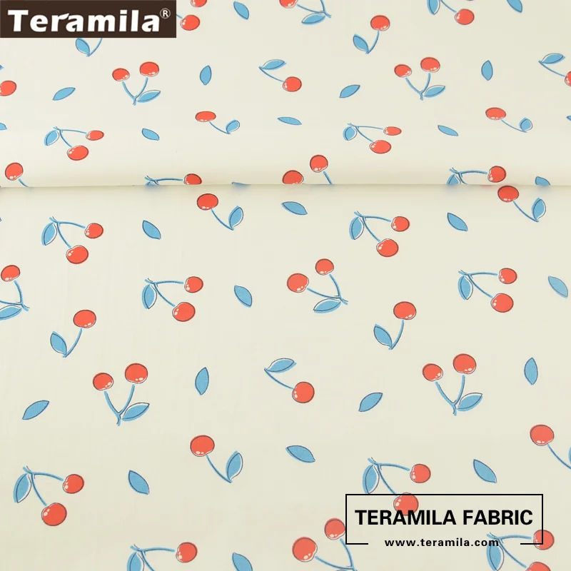 Teramila Ткань с красной вишни изображением фруктов высокое Качественный 100% хлопок