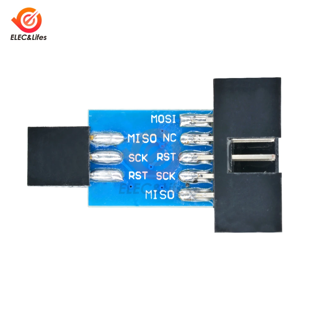 10 Pin до 6 Pin плата адаптера контактный разъем для AVRISP MKII USBASP STK500 AVR ISP плата преобразователя 10 Pin до 6 Pin черный/синий