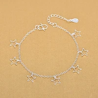 summer female jewelry chain bracelet silver color hollow star charm women bracelets 2022