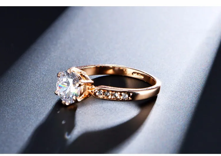 1.75ct AAA Циркон Свадебные ювелирные обручальные кольца для женщин розовое золото цвет женский Анель Австрийские кристаллы ювелирные изделия HK061