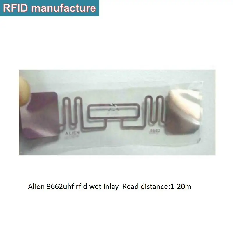 

RFID wet inlay Label Sticker RFID UHF Alien 860~960Mhz 915mhz passive EPC Class1 Gen2 rfid 97*23mm Apparel assets management