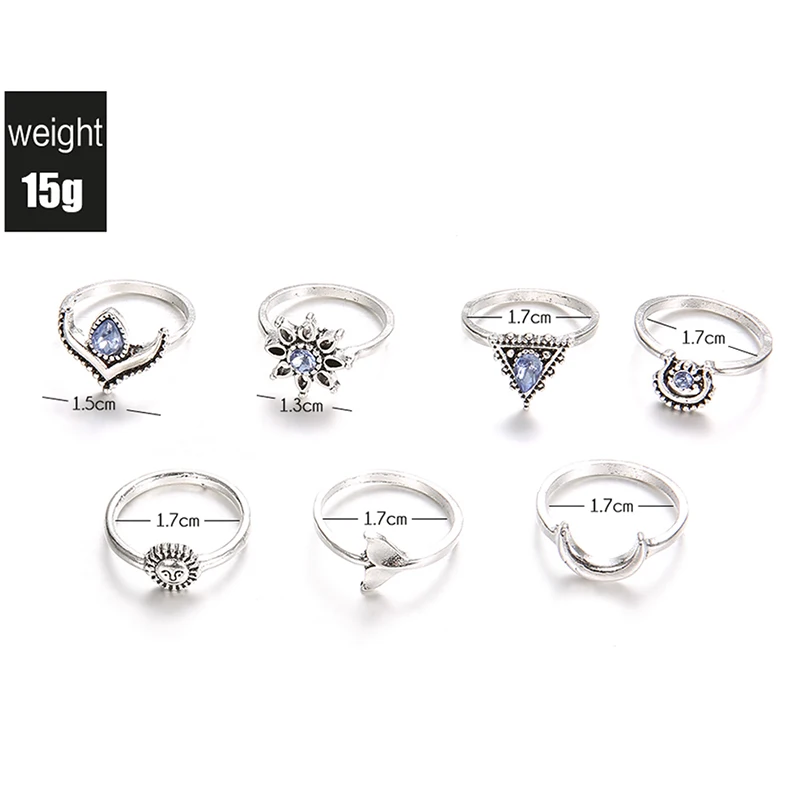 7 шт./компл. серебряный цвет ретро Солнце Луна треугольник цветок капля рыбий