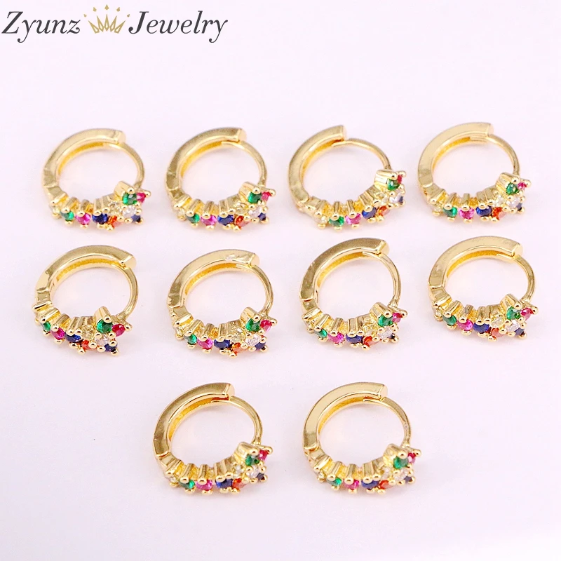 10 пар золотые серьги кольца с кристаллами|Серьги-кольца| |