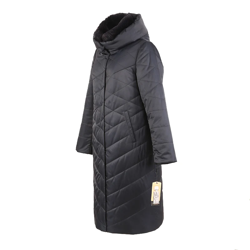 Женское зимнее длинное пальто парка с отстегивающимся воротником и капюшоном