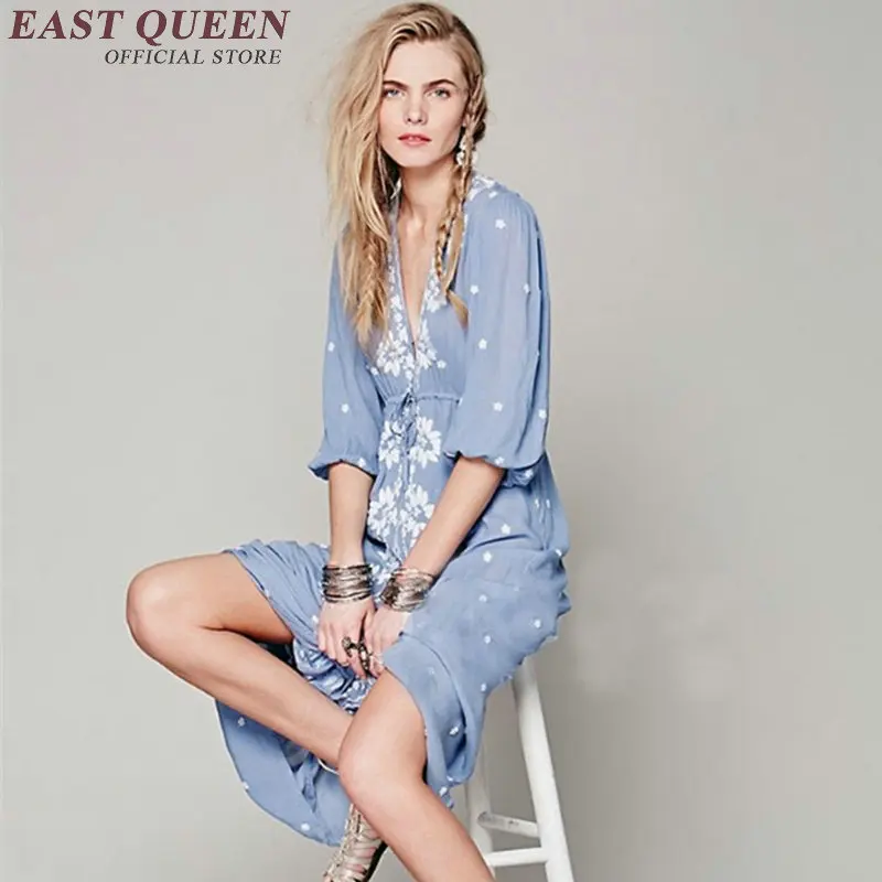 Винтажное мексиканское платье Этническая одежда в стиле бохо с вышивкой