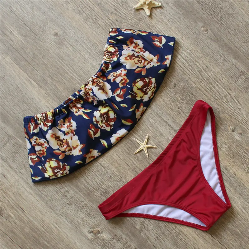 Цветочные низкой талией купальник 2017 Сексуальная Трусики бикини Для женщин