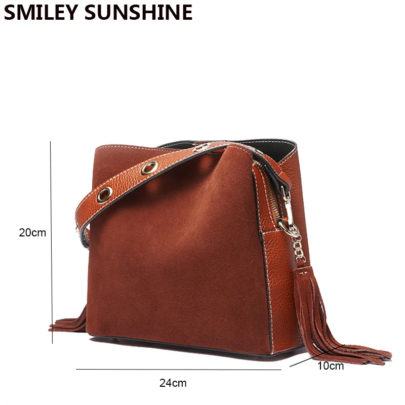 SMIELY SUNSHINE Кожаные Замшевые женские сумки на плечо Женская мода натуральная кожа