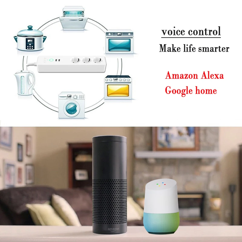 Умный удлинитель с Wi Fi/стабилизатор напряжения голосовое управление Alexa