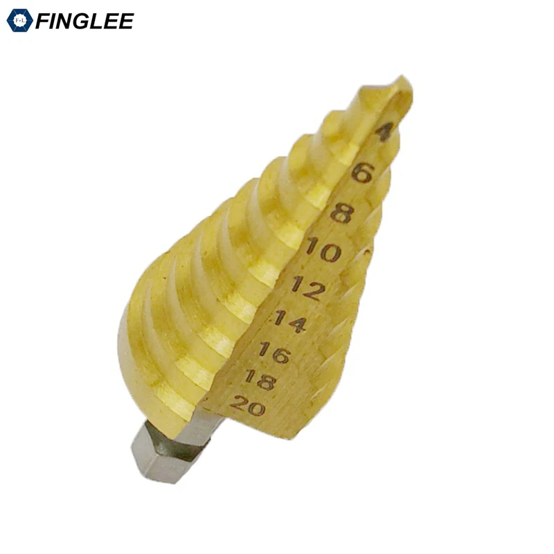 FINGLEE 3 шт./лот 1/4 &quotHSS титановые ступенчатые сверла 12 мм 4 20 конусные