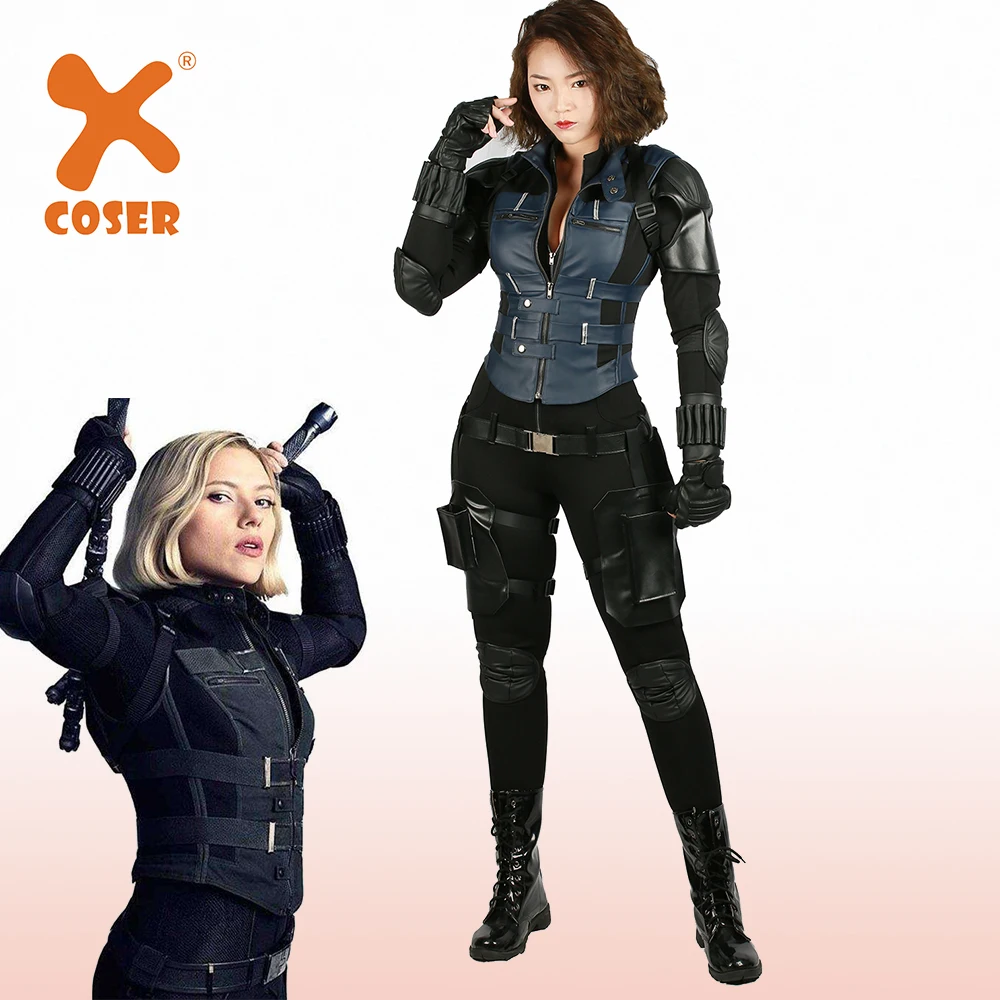 Костюм для косплея XCOSER Infinity War Black Widow брендовый новый костюм из ПУ хлопка